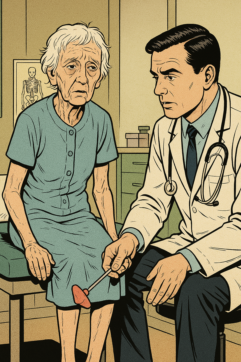 Caso Clínico: Tratamento de Doença de Alzheimer com Cannabis Medicinal 2 Médico realizando o exame físico na paciente durante a consulta médica.