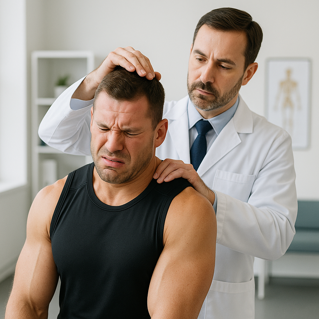 Caso clínico - Hérnia de disco cervical com dor neuropática 2 Paciente durante a realização do Teste de Spurling