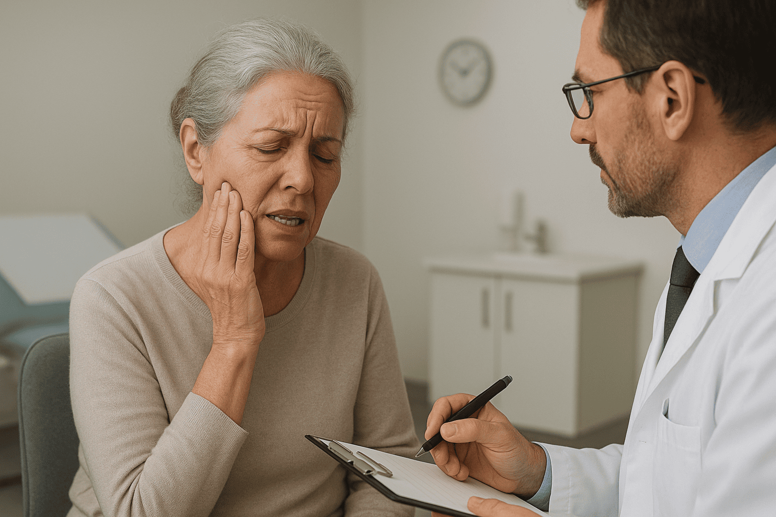 Caso Clínico: Dor orofacial atípica e tratamento com Cannabis 2 Paciente com dor durante a consulta médica