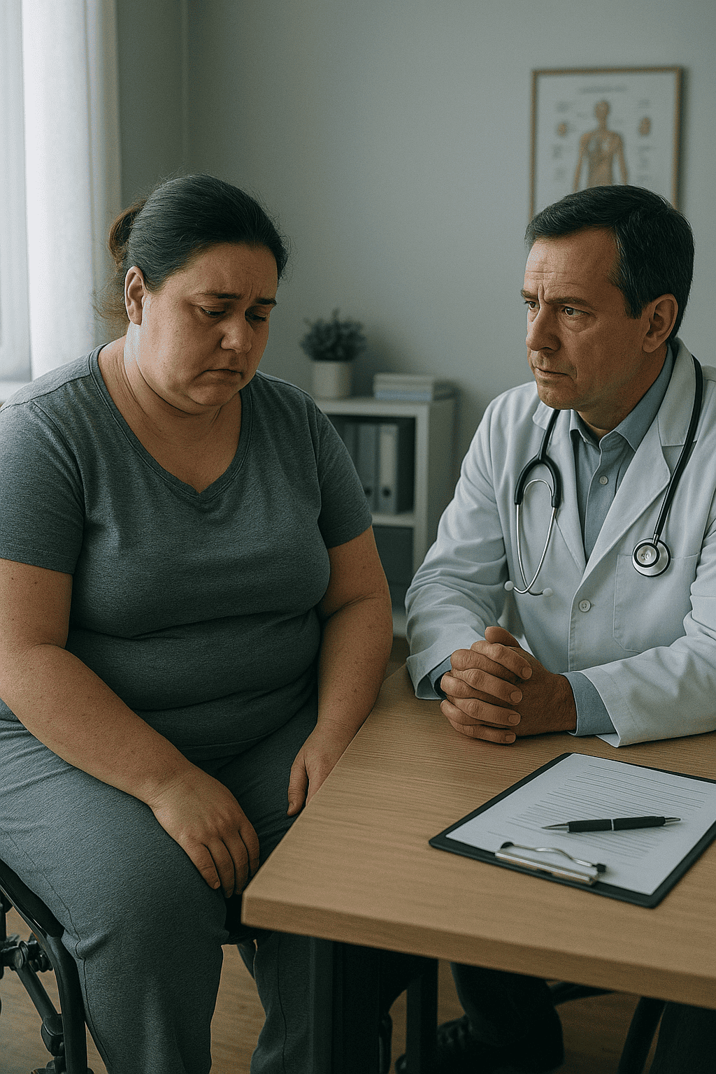 Caso Clínico: Depressão e Ideação Suicida em paciente com câncer 2 Paciente com humor deprimido durante consulta médica